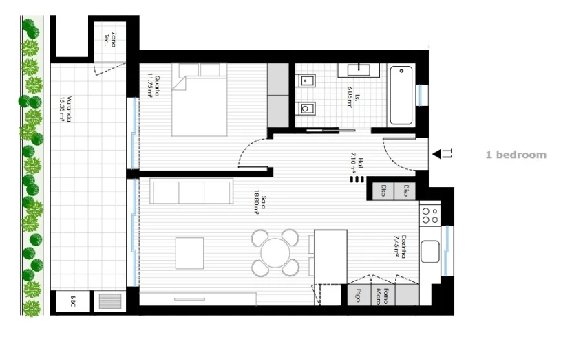 Apartamento T1 para Venda em Portimão Planta 1
