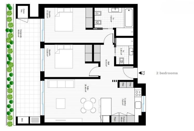 Apartamento T2 para Venda em Portimão Planta 1