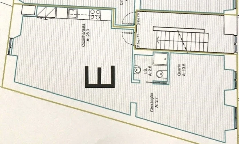 Apartamento T1 para Venda em Santa Maria Maior Planta 1