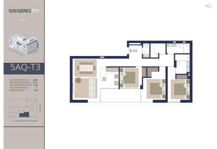 Apartamento T3 para Venda em Matosinhos e Leça da Palmeira Planta 1