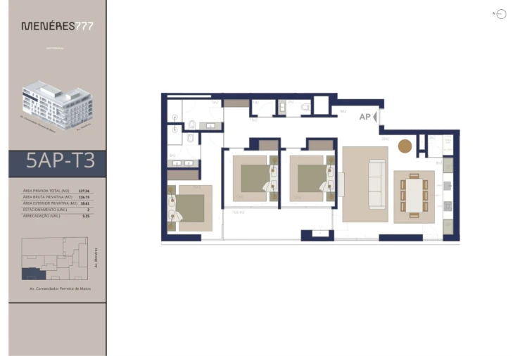 Apartamento T3 para Venda em Matosinhos e Leça da Palmeira Planta 1