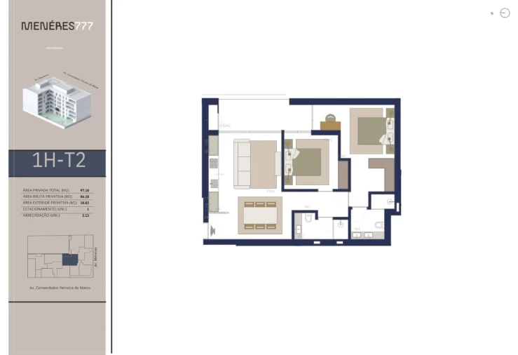 Apartamento T2 para Venda em Matosinhos e Leça da Palmeira Planta 1