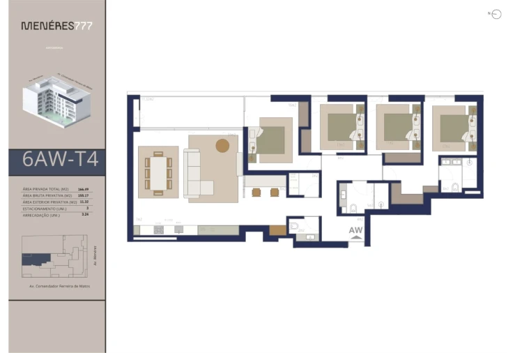 Apartamento T4 para Venda em Matosinhos e Leça da Palmeira Planta 1