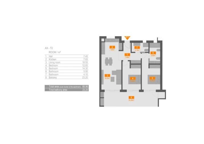 Apartamento T2 para Venda em Portimão Planta 1