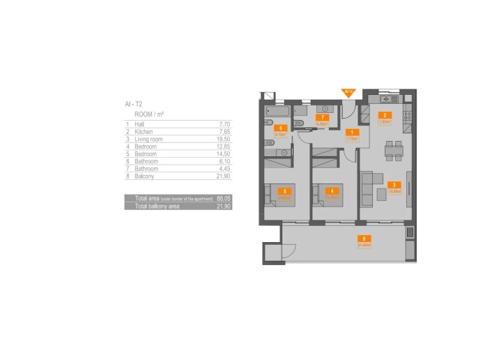 Apartamento T2 para Venda em Portimão Planta 1