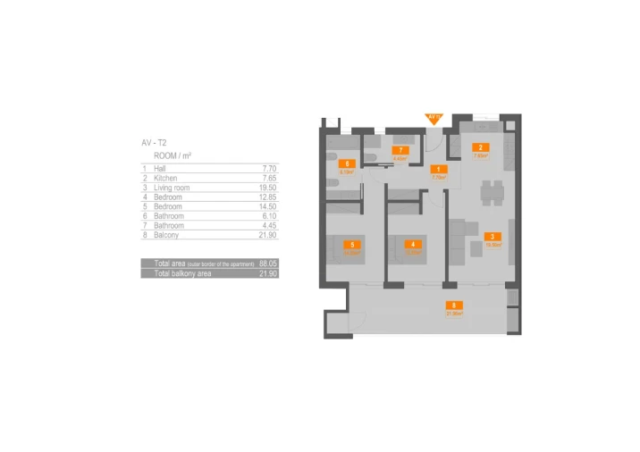 Apartamento T2 para Venda em Portimão Planta 1