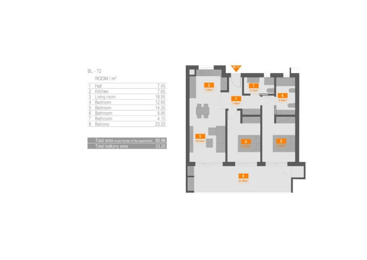 Apartamento T2 para Venda em Portimão Planta 1