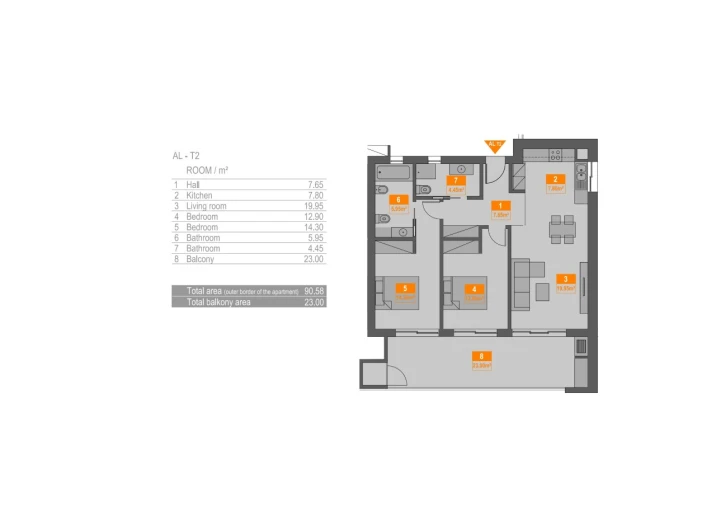 Apartamento T2 para Venda em Portimão Planta 1