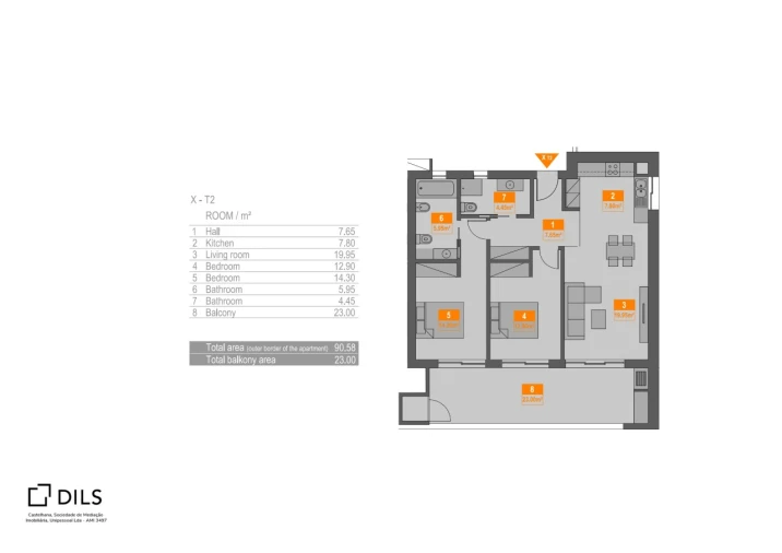 Apartamento T2 para Venda em Portimão Planta 1