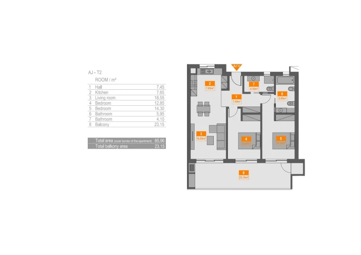 Apartamento T2 para Venda em Portimão Planta 1