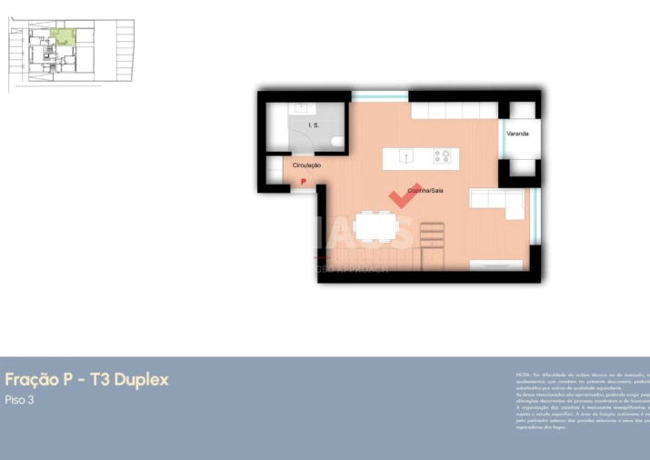 Apartamento T3 para Venda em Glória e Vera Cruz Planta 1