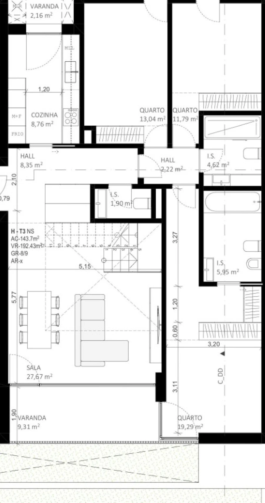Apartamento T3 para Venda em Gafanha da Boa Hora Planta 1