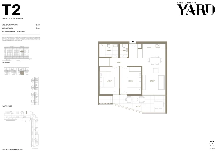 Apartamento T2 para Venda em Santa Marinha e São Pedro da Afurada Planta 1