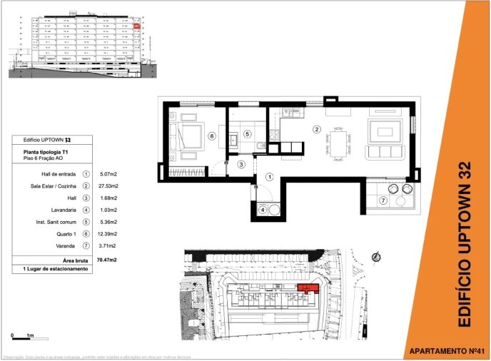 Apartamento T1 para Venda em São Martinho Planta 1
