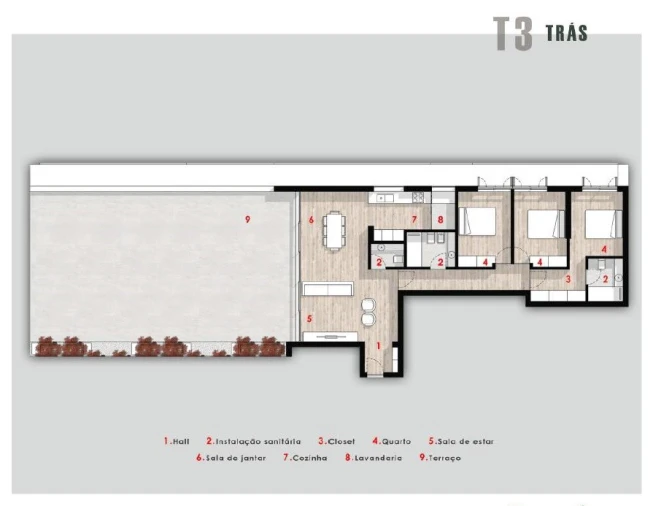 Apartamento T3 para Venda em Gualtar Planta 1