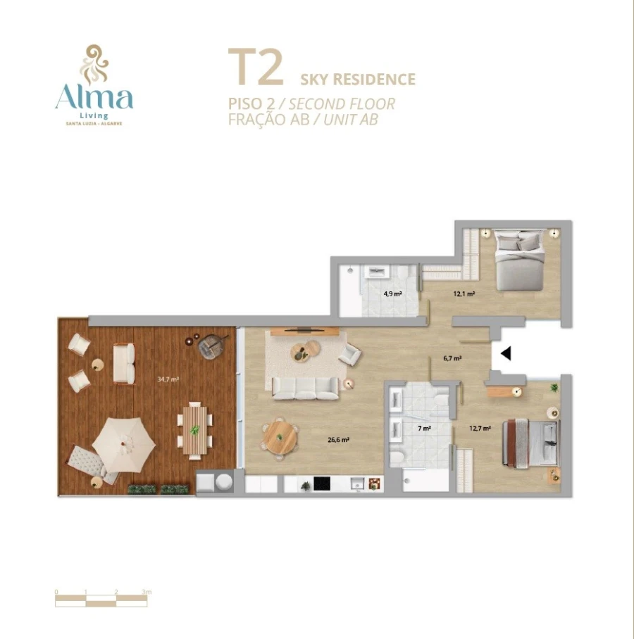 Apartamento T2 para Venda em Santa Luzia Planta 1