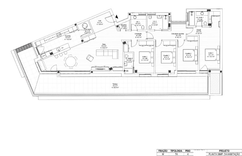 Apartamento T4 para Venda em Faro (Sé e São Pedro) Planta 1