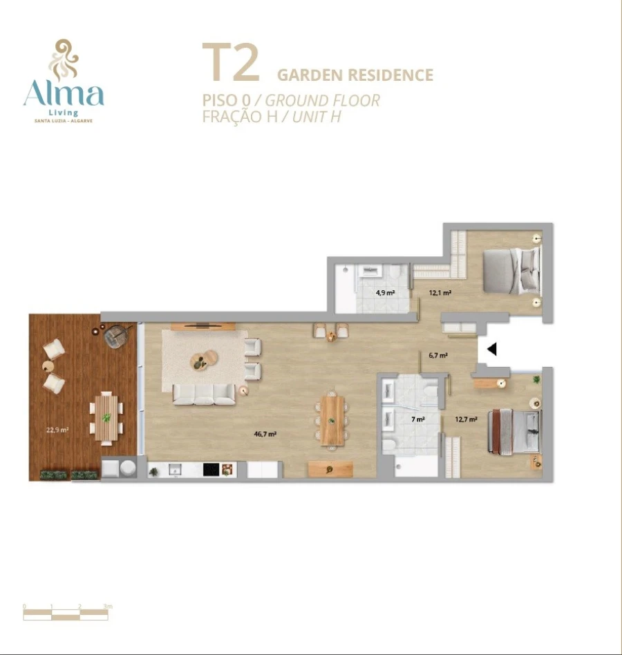 Apartamento T2 para Venda em Santa Luzia Planta 1