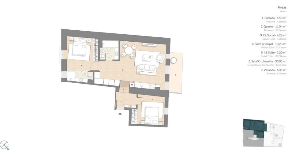 Apartamento T2 para Venda em Santo António Planta 1