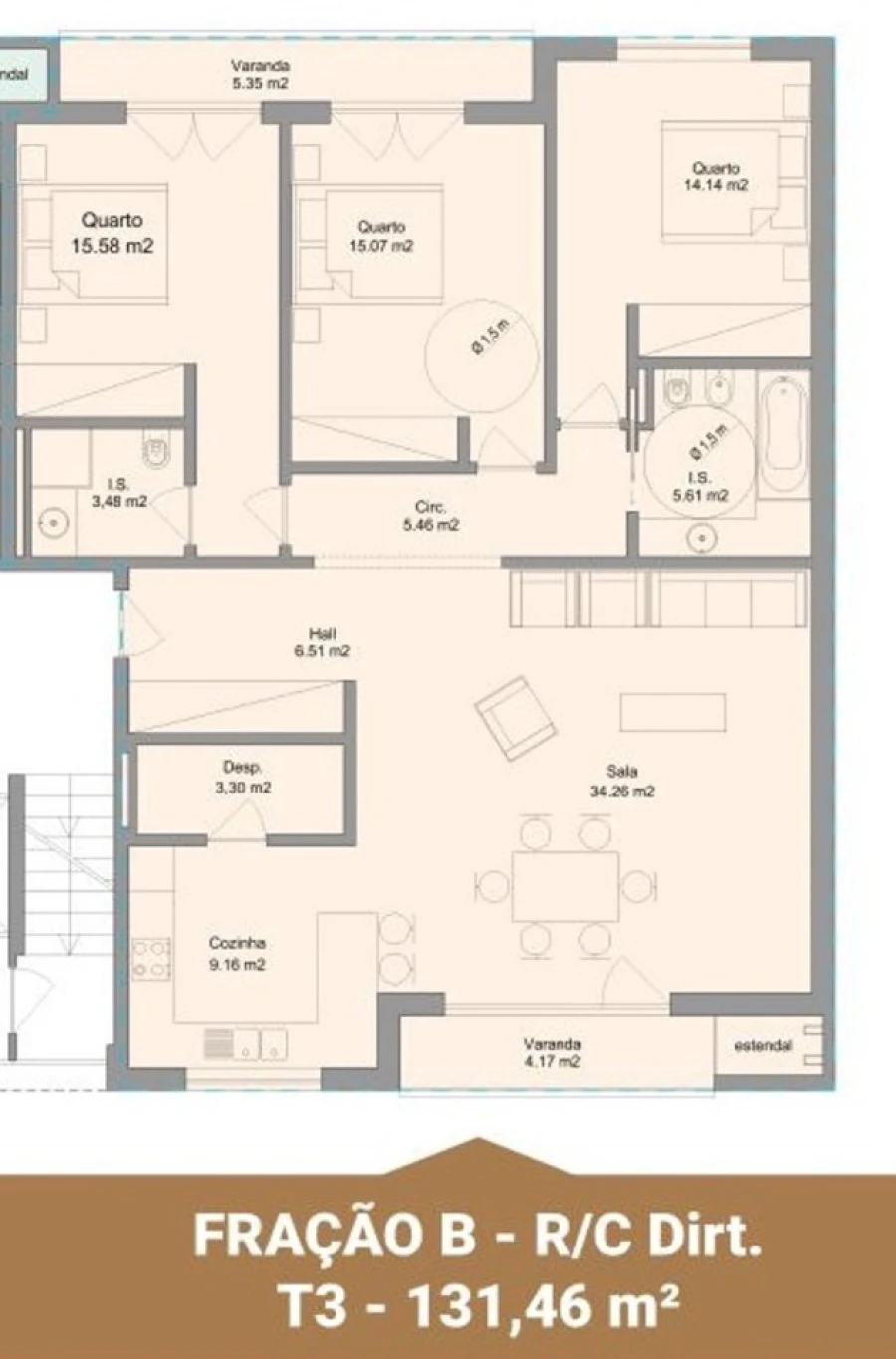 Apartamento T3 para Venda em Ramalhal Planta 1