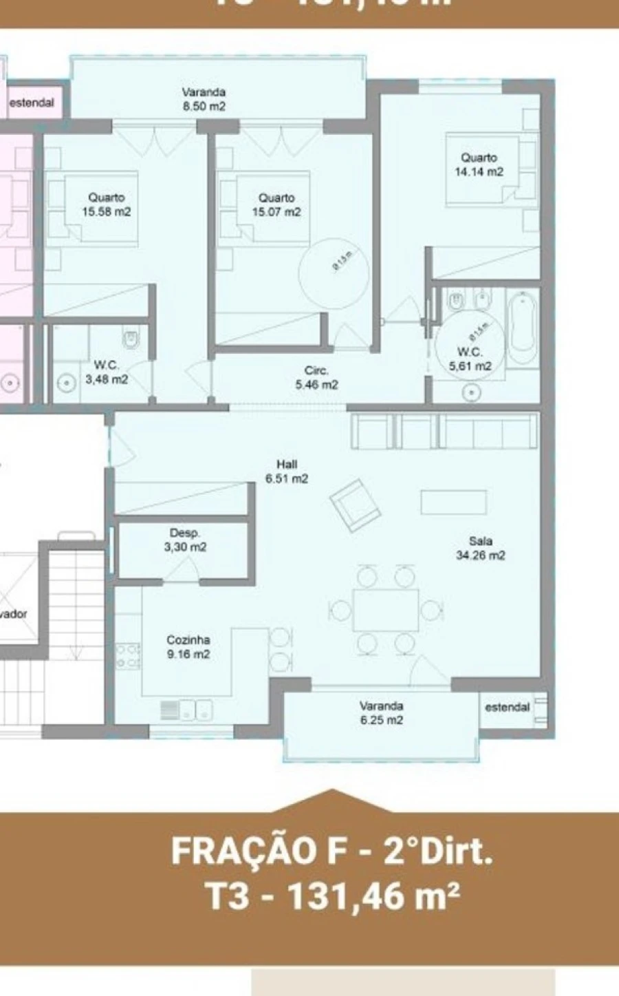 Apartamento T3 para Venda em Ramalhal Planta 1