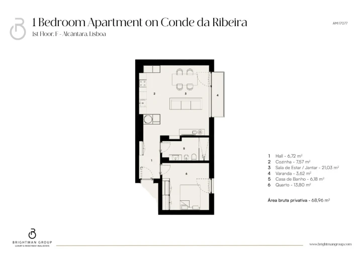 Apartamento T1 para Venda em Alcantara Planta 1