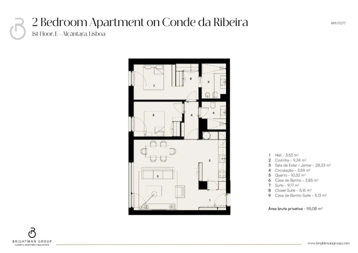 Apartamento T2 para Venda em Alcantara Planta 1
