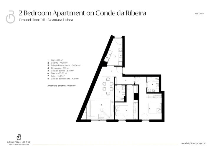 Apartamento T2 para Venda em Alcantara Planta 1