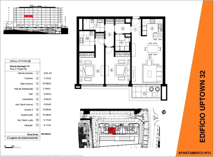 Apartamento T2 para Venda em São Martinho Planta 1
