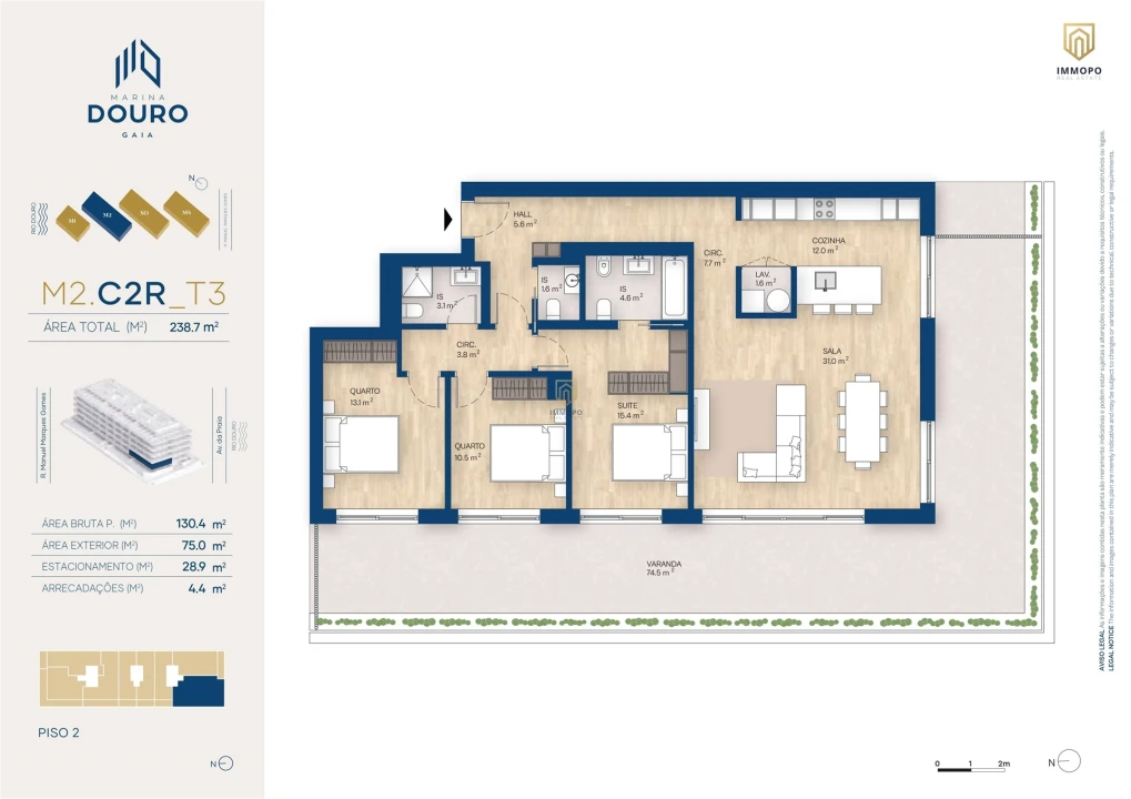 Apartamento T3 para Venda em Santa Marinha e São Pedro da Afurada Foto 22