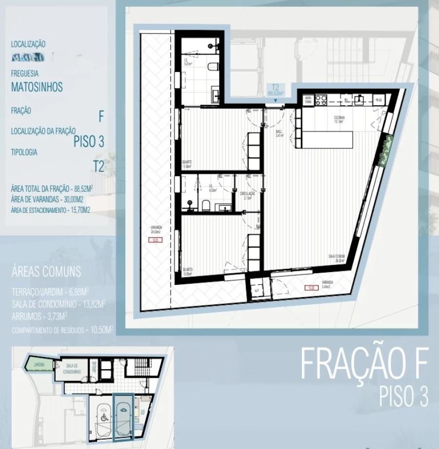 Apartamento T2 para Venda em Matosinhos e Leça da Palmeira Planta 1