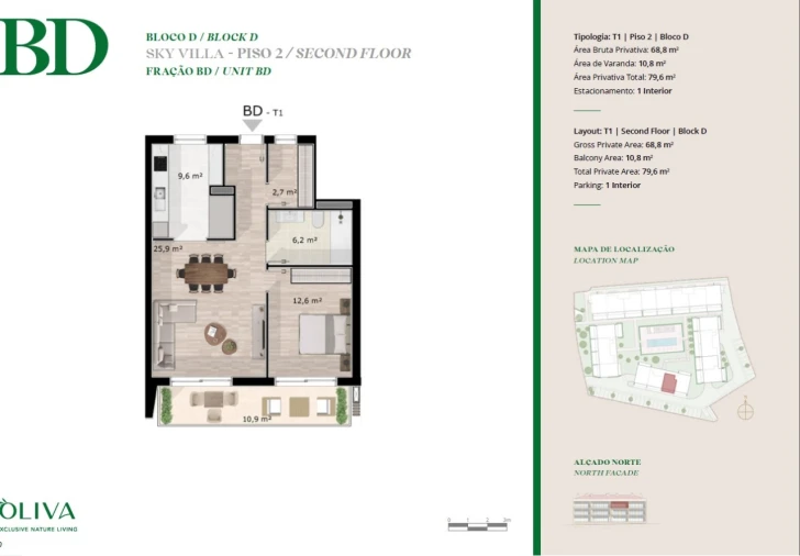 Apartamento T1 para Venda em Luz de Tavira e Santo Estêvão Planta 1