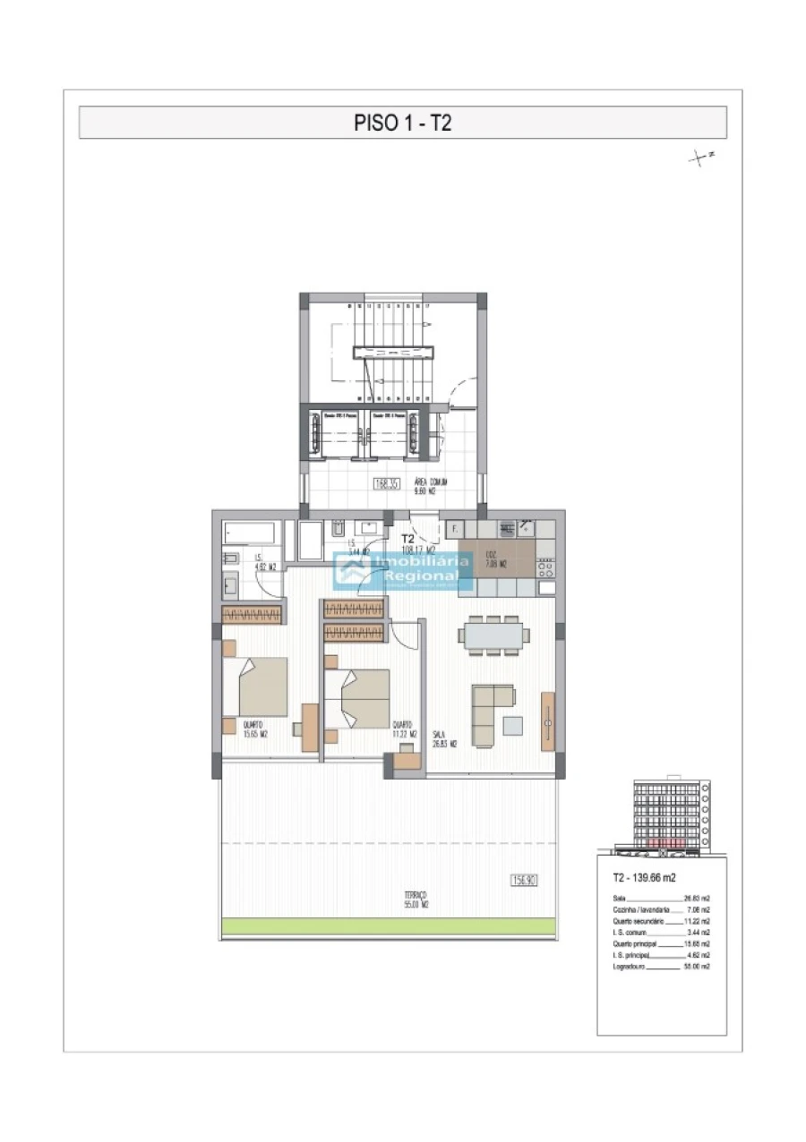 Apartamento T2 para Venda em São Martinho Planta 1