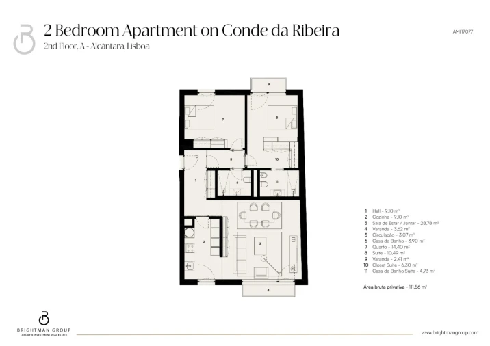 Apartamento T2 para Venda em Alcantara Planta 1