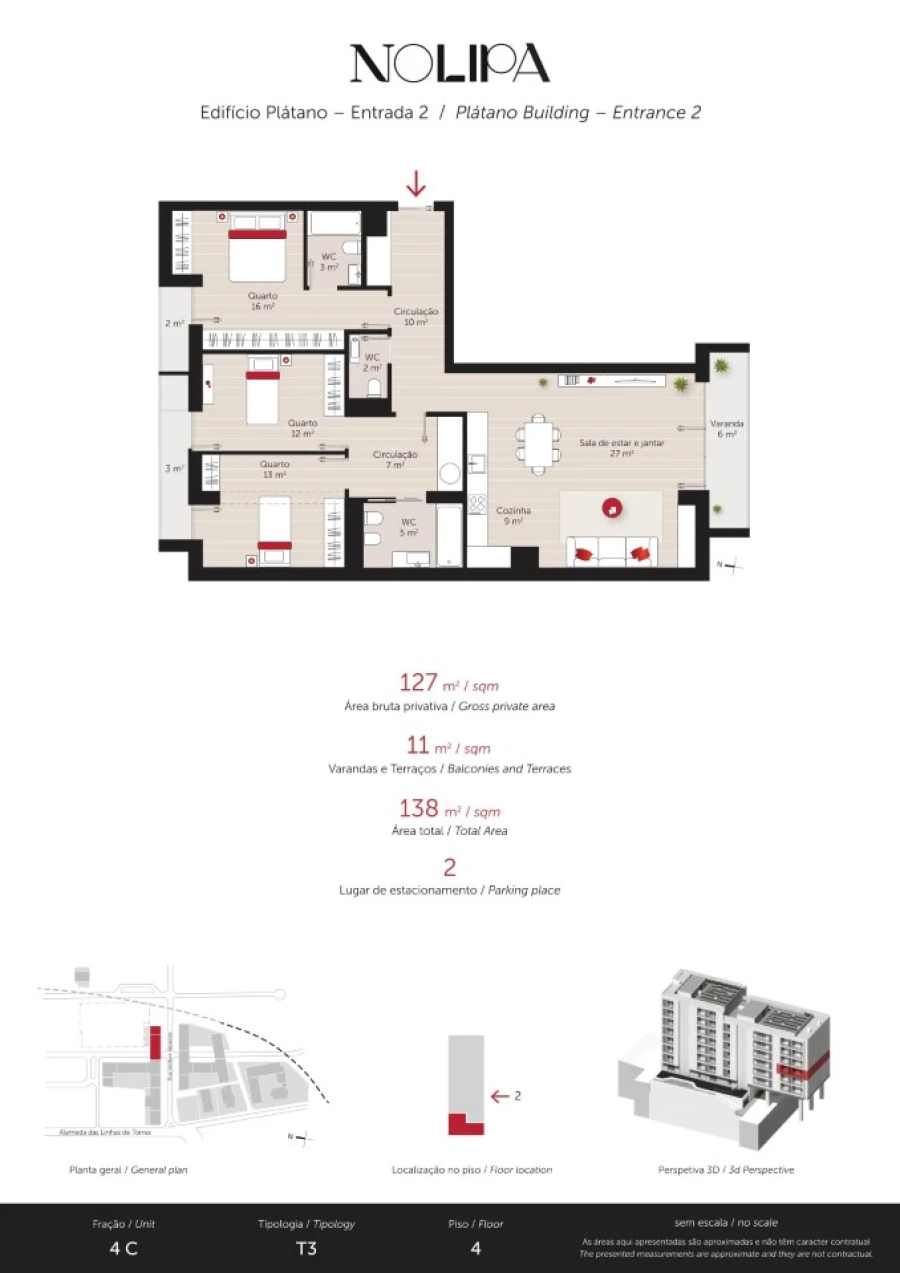 Apartamento T3 para Venda em Lumiar Planta 1