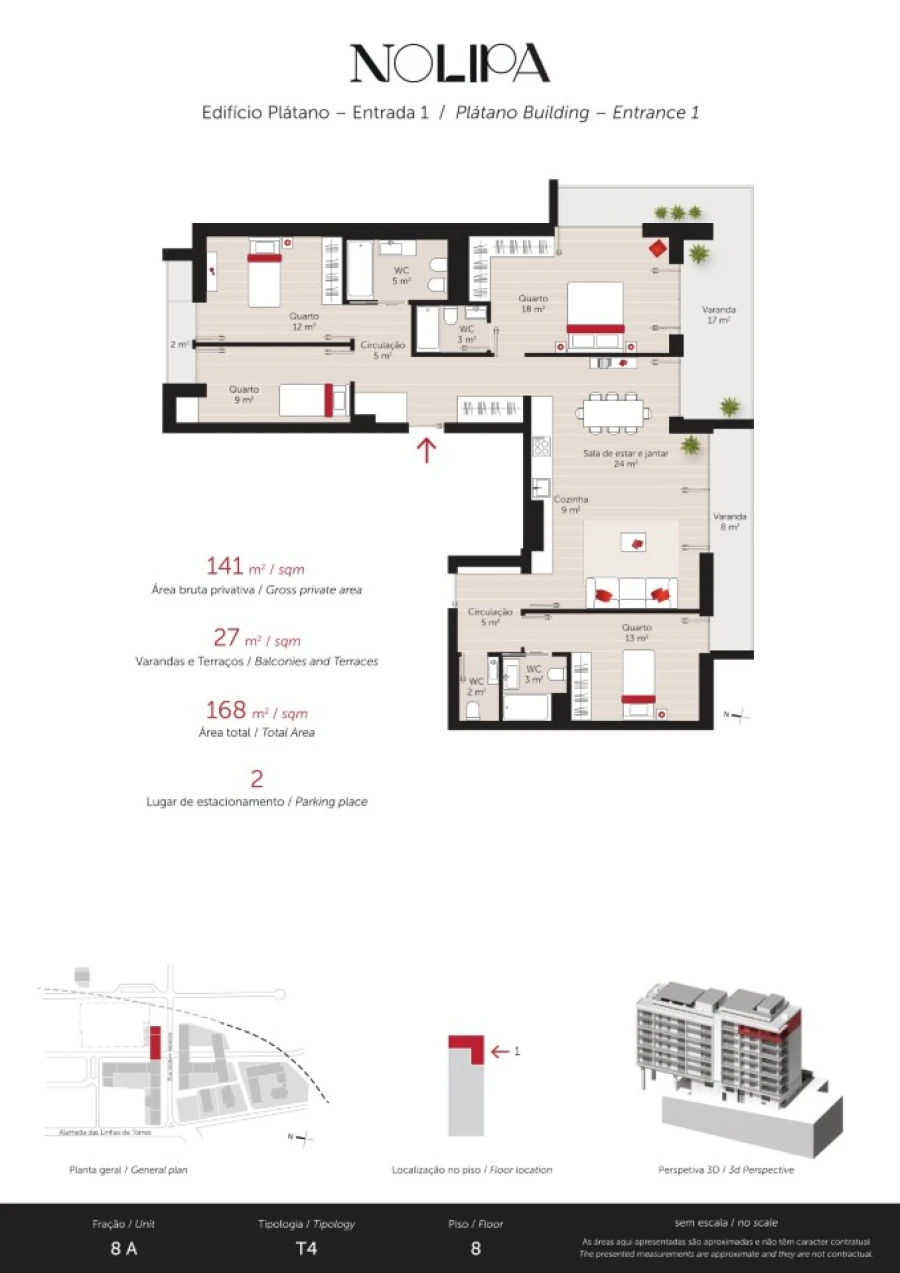 Apartamento T4 para Venda em Lumiar Planta 1