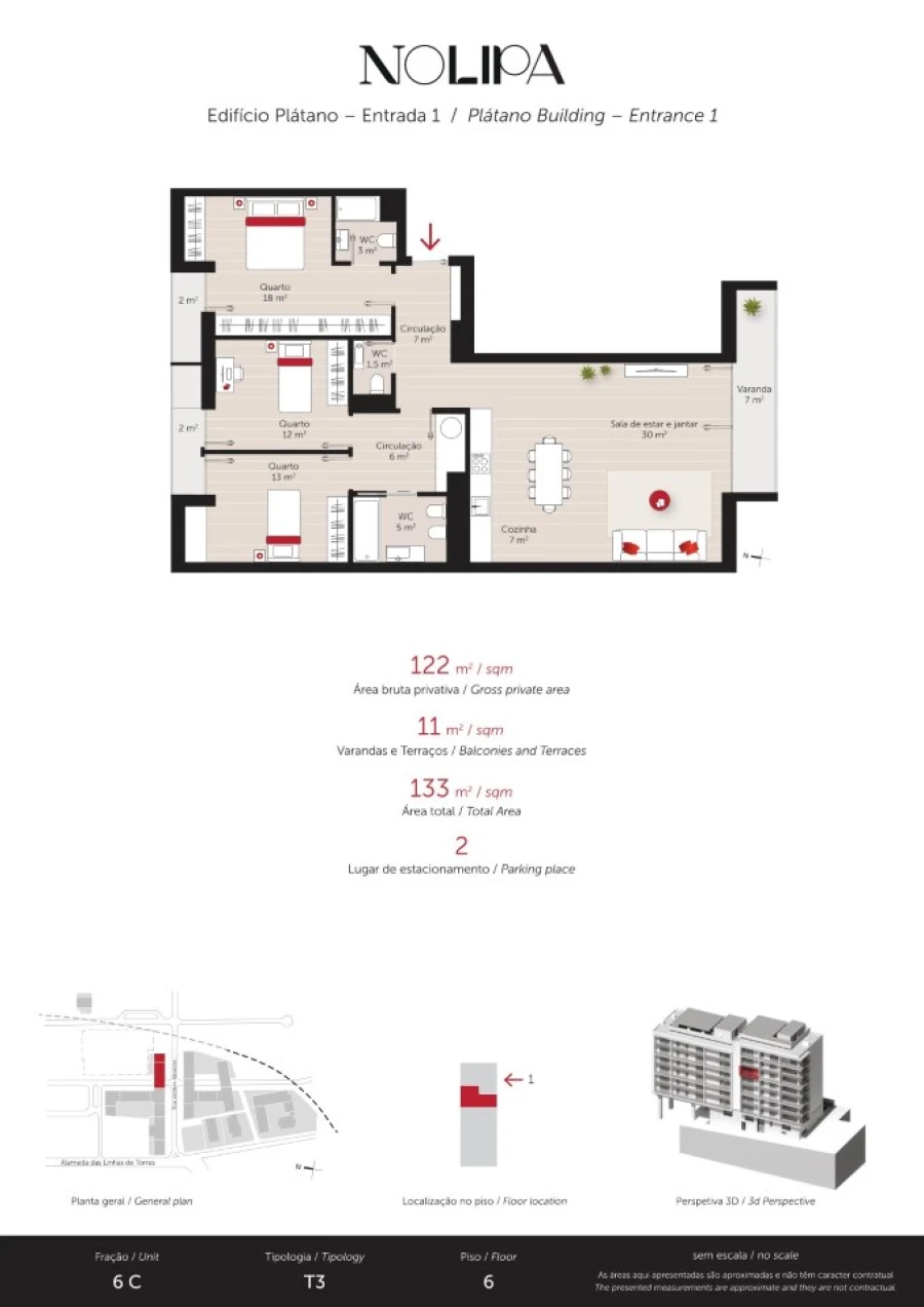 Apartamento T3 para Venda em Lumiar Planta 1