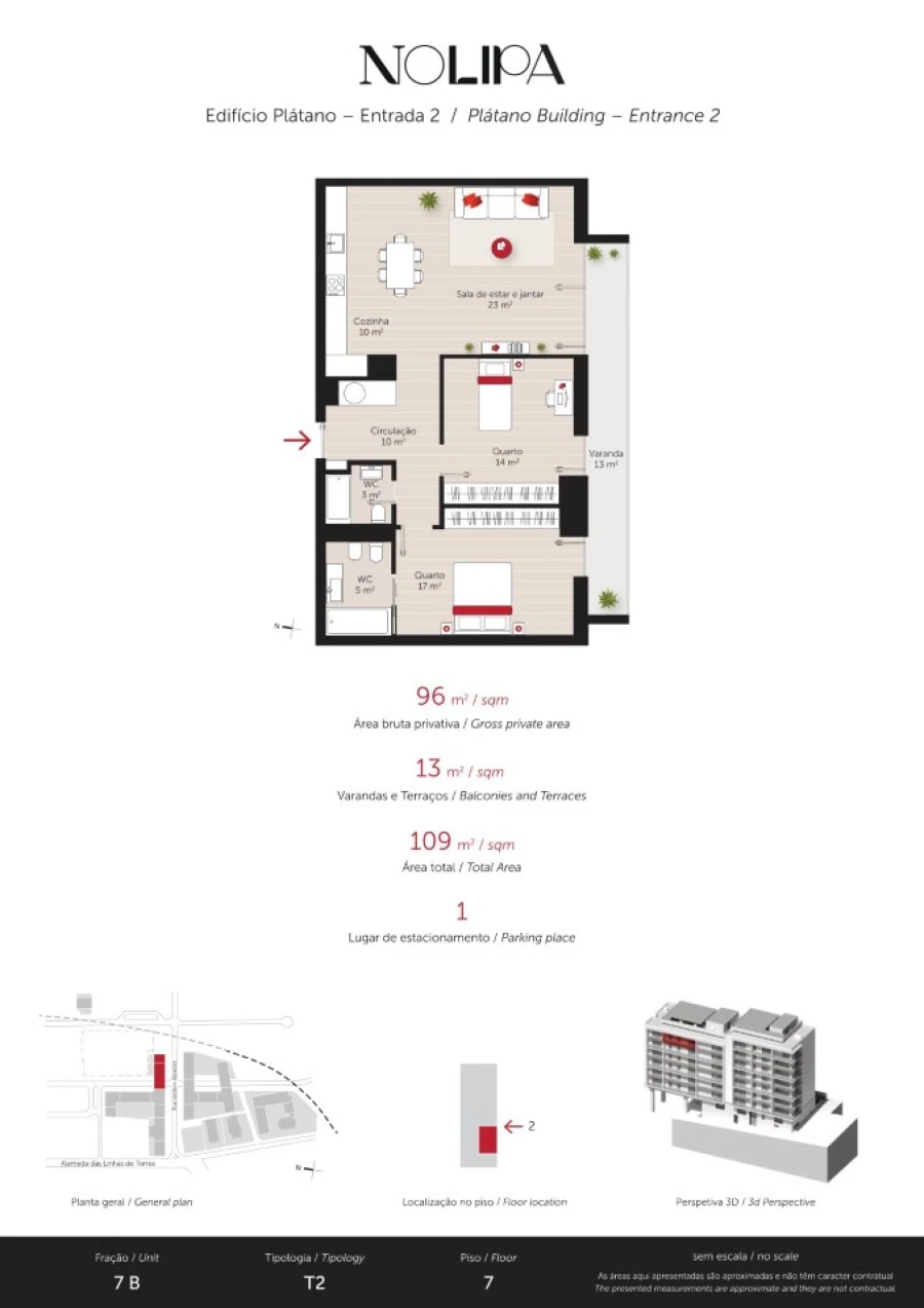 Apartamento T2 para Venda em Lumiar Planta 1
