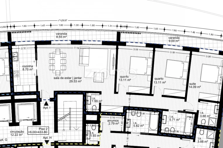Apartamento T3 para Venda em Repeses e São Salvador Planta 1