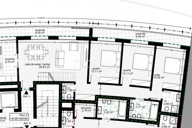 Apartamento T3 para Venda em Repeses e São Salvador Planta 1