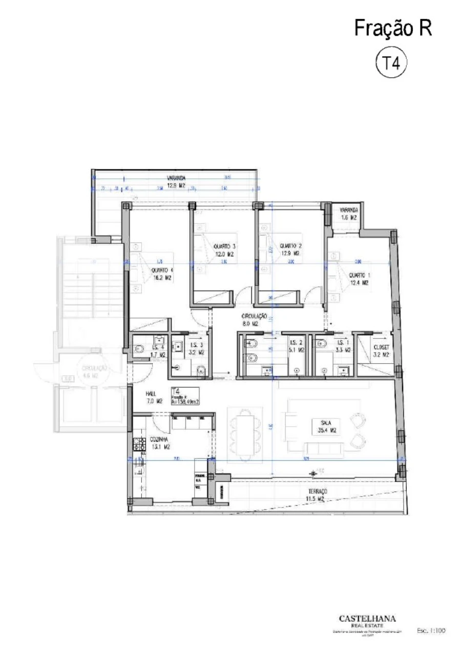 Apartamento T4 para Venda em Almada, Cova da Piedade, Pragal e Cacilhas Planta 1