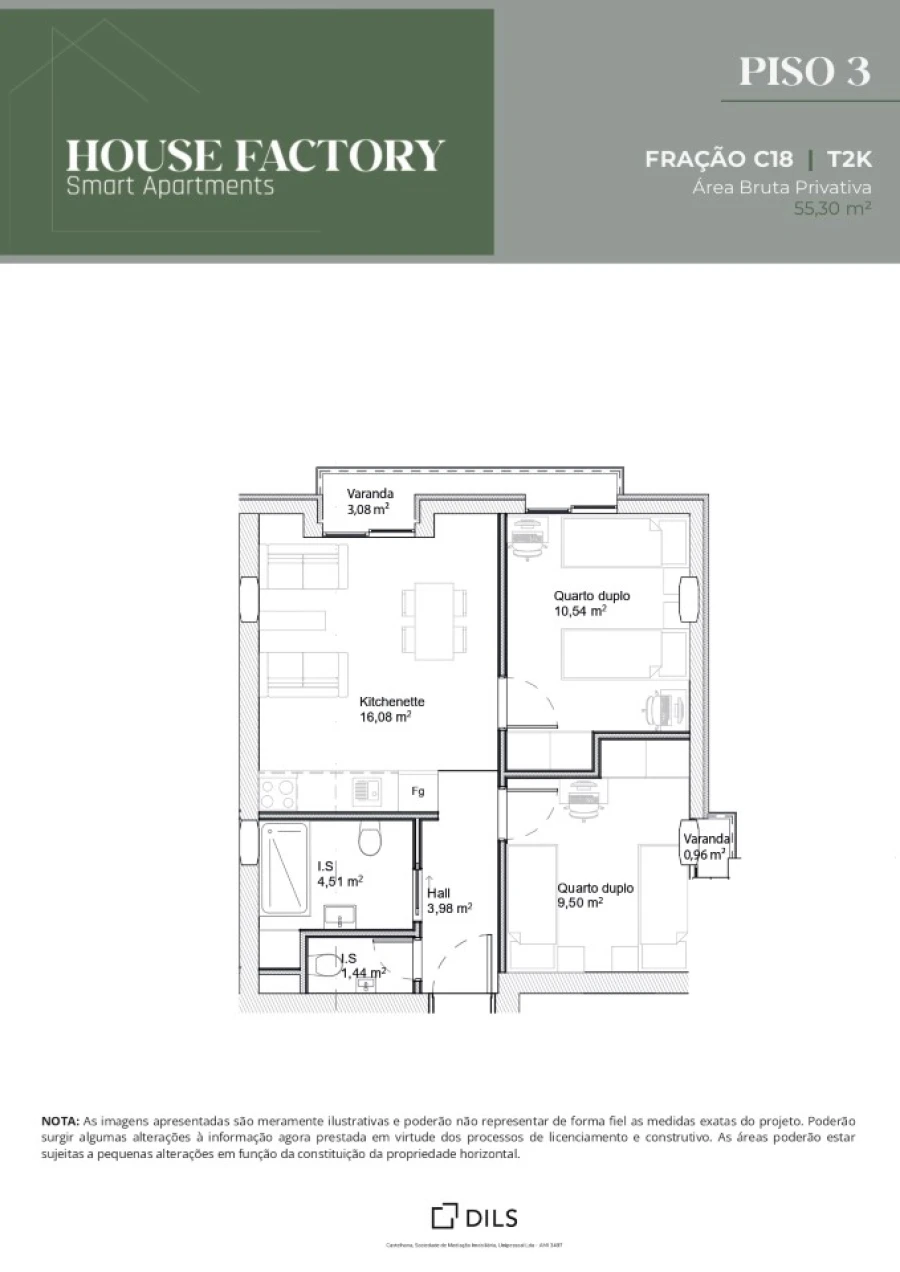 Apartamento T2 para Venda em Paranhos Planta 1