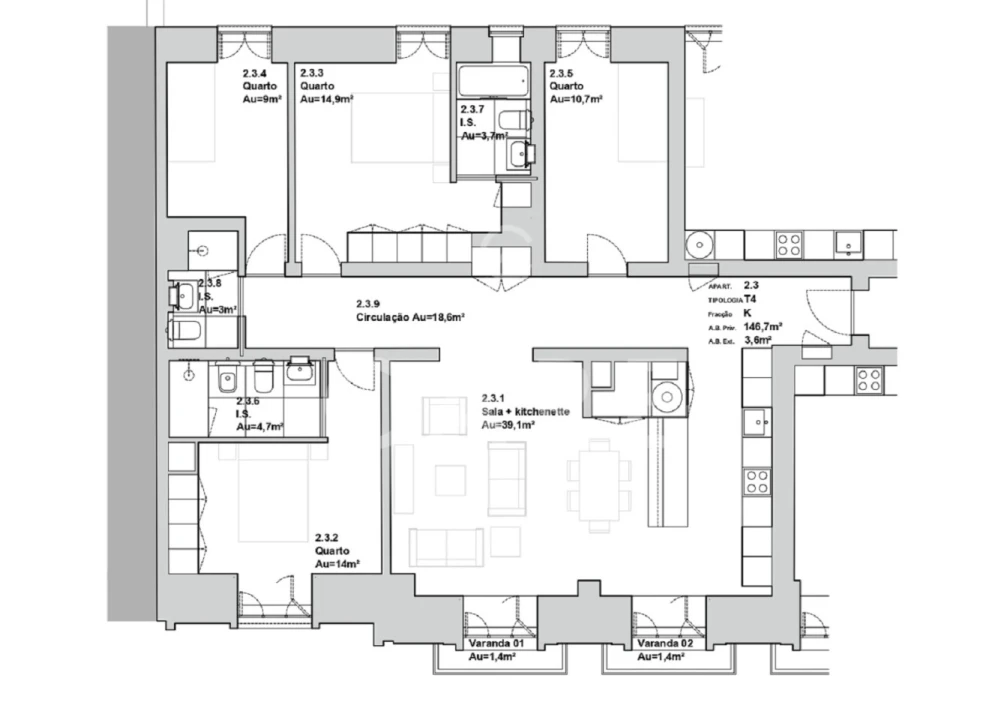 Apartamento T4 para Venda em Avenidas Novas Foto 58