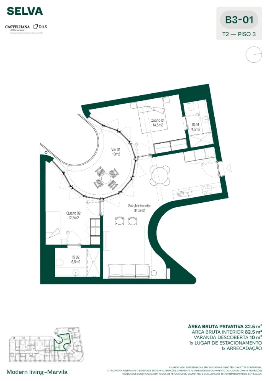 Apartamento T2 para Venda em Marvila Planta 1