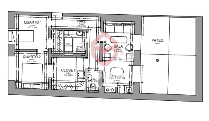Apartamento T2 para Venda em Misericórdia Planta 1