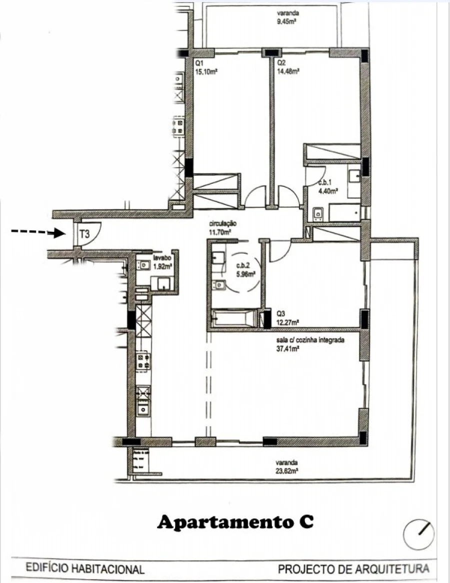 Apartamento T3 para Venda em Portimão Planta 1