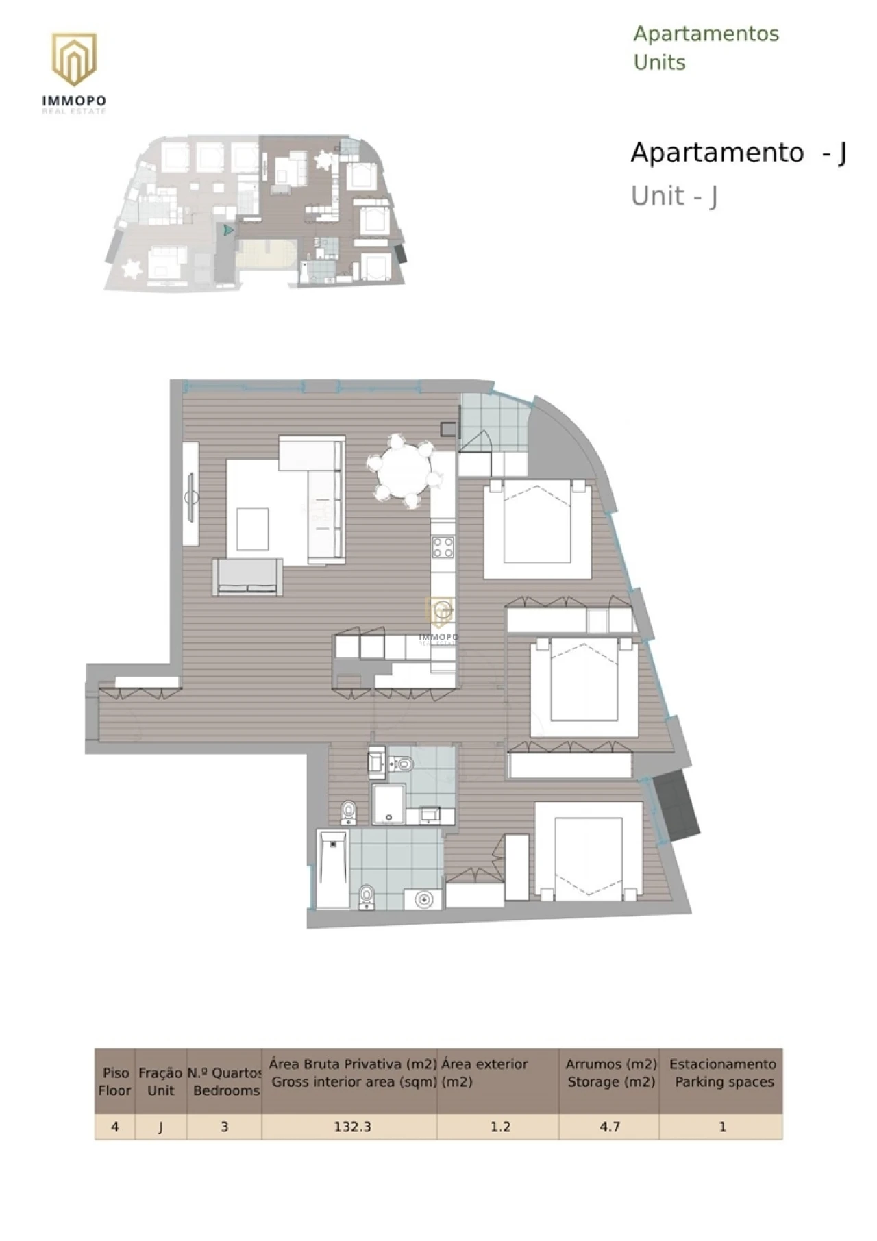 Apartamento T3 para Venda em Mafamude e Vilar do Paraíso Foto 19