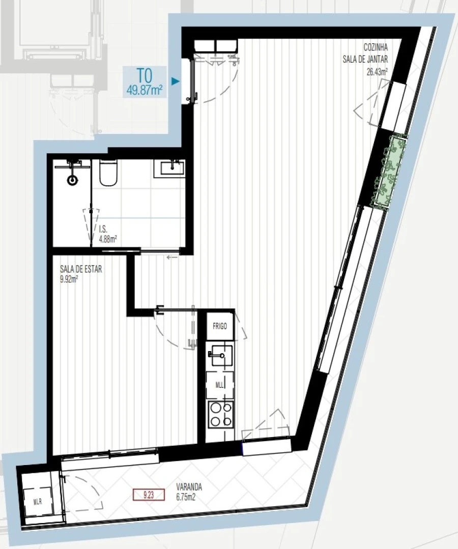 Apartamento T1 para Venda em Matosinhos e Leça da Palmeira Planta 1