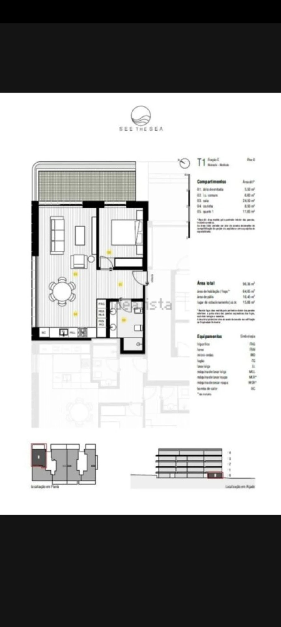 Apartamento T1 para Venda em Canidelo Planta 1