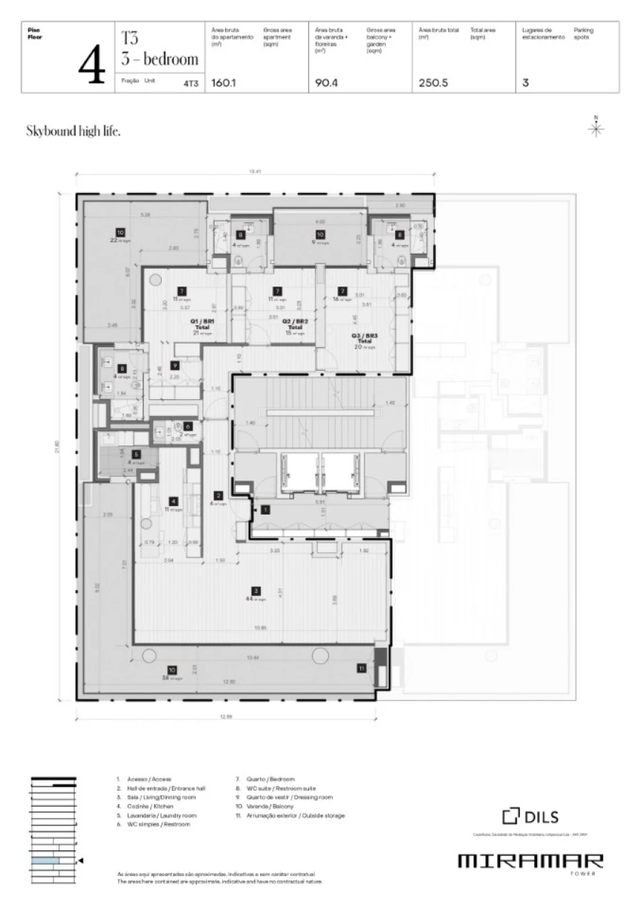 Apartamento T3 para Venda em Aldoar, Foz do Douro e Nevogilde Planta 1